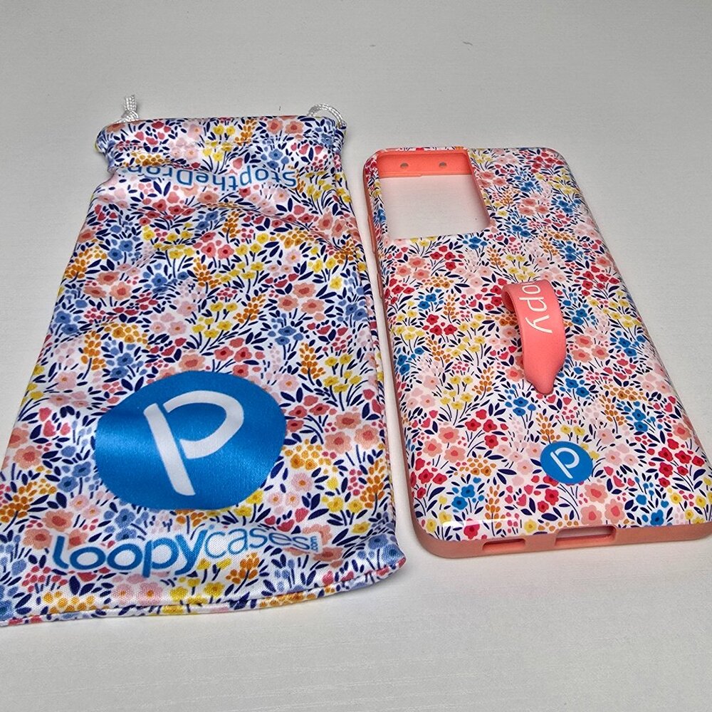 Loopy Case Floral Pink Blue Yellow Phone Case with Matching Pouch